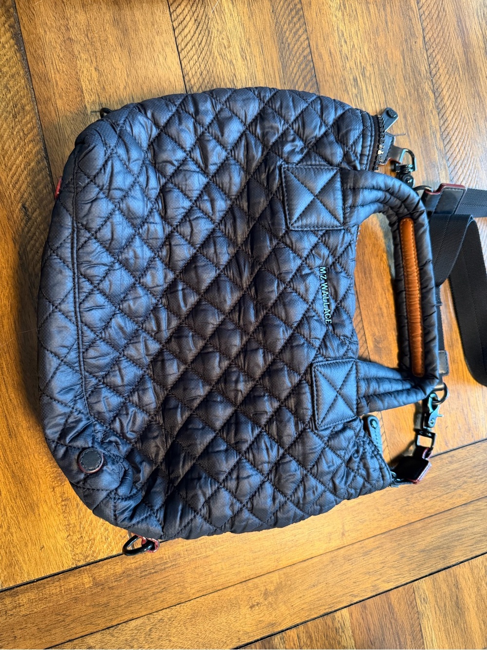 MZ Wallace Black Quilted Shoulder Tote with Detachable Strap